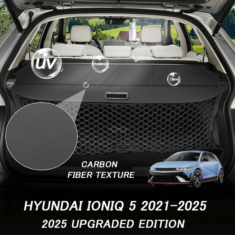 Sze Cargo Cover for Hyundai Ioniq 5 2022-2025 2026 Retractable Trunk Cover Black Rear Trunk Security Cover Shielding Shade Waterproof-New Upgrade - Image 4